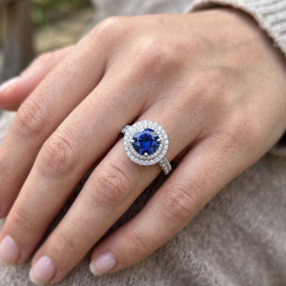 2.51 Carats Round Blue & White Natural Earth Mined Diamonds Wedding Ring Gemstone