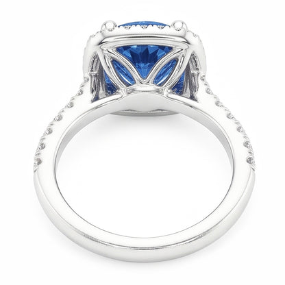 2.51 Ct. Round Blue & White Halo Gemstone Ring White Gold 14K