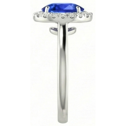 2.60 Carats Sapphire With Natural Earth Mined Diamond Ring White Gold 14K