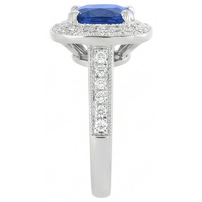 2.60 Ct Ceylon Sapphire And Natural Earth Mined Diamond Ring Gold White 14K