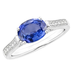 2.60 Ct Oval Sri Lanka Sapphire Natural Earth Mined Diamonds Ring 14K White Gold
