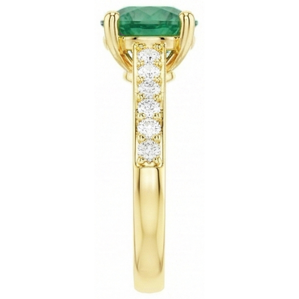 2.70 Carats Green Emerald GIA With Natural Earth Mined Diamond 14K Yellow Gold Engagement Ring