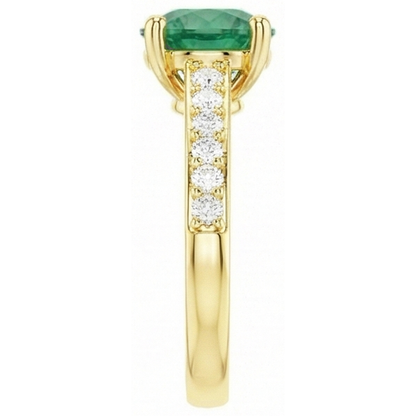 2.70 Carats Green Emerald GIA With Natural Earth Mined Diamond 14K Yellow Gold Engagement Ring