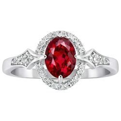 2.75 Carats Ruby And Natural Earth Mined Diamonds Wedding Ring 14K White Gold