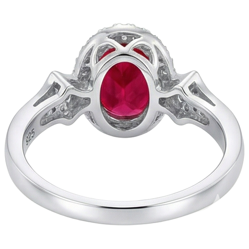 2.75 Carats Ruby And Natural Earth Mined Diamonds Wedding Ring 14K White Gold