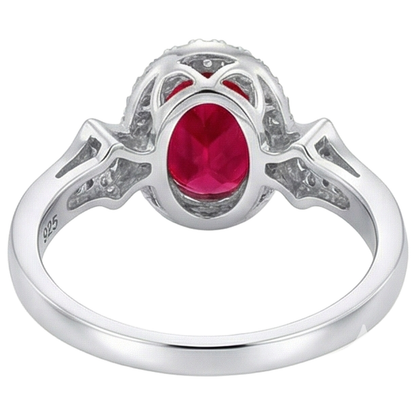 2.75 Carats Ruby And Natural Earth Mined Diamonds Wedding Ring 14K White Gold