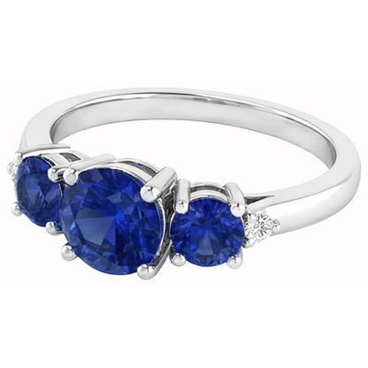 2.75 Ct Ceylon Sapphire Round Natural Earth Mined Diamond Ring White Gold 14K