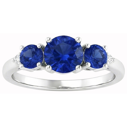 2.75 Ct Ceylon Sapphire Round Natural Earth Mined Diamond Ring White Gold 14K
