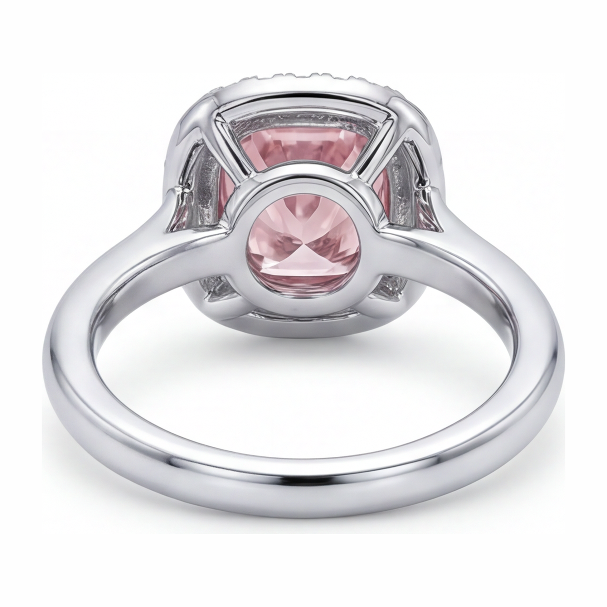 2.75 Carat Cushion Pink Lab Grown Diamond and White Diamond Halo Ring 14K White Gold
