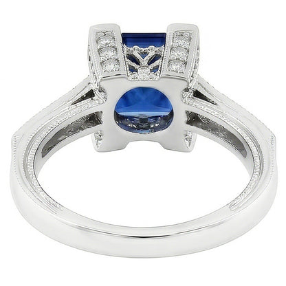 2.80 Ct Ceylon Sapphire And Natural Earth Mined Diamond Ring 14K White Gold