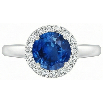 2.80 Ct Solitaire With Accents Ceylon Sapphire Natural Earth Mined Diamonds Ring WG 14K