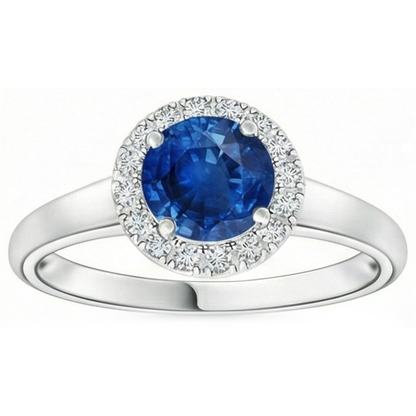 2.80 Ct Solitaire With Accents Ceylon Sapphire Natural Earth Mined Diamonds Ring WG 14K