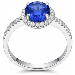 2.85 Carats Sri Lanka Sapphire Natural Earth Mined Diamonds Ring White Gold 14K