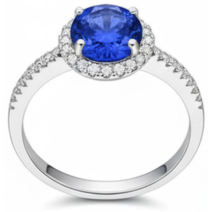 2.85 Carats Sri Lanka Sapphire Natural Earth Mined Diamonds Ring White Gold 14K