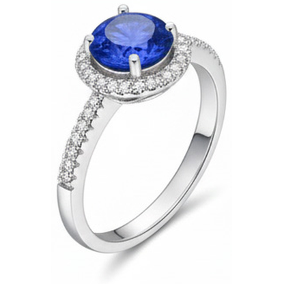 2.85 Carats Sri Lanka Sapphire Natural Earth Mined Diamonds Ring White Gold 14K