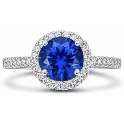 2.85 Carats Sri Lanka Sapphire Natural Earth Mined Diamonds Ring White Gold 14K