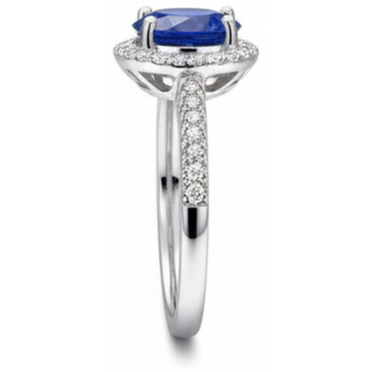 2.85 Carats Sri Lanka Sapphire Natural Earth Mined Diamonds Ring White Gold 14K