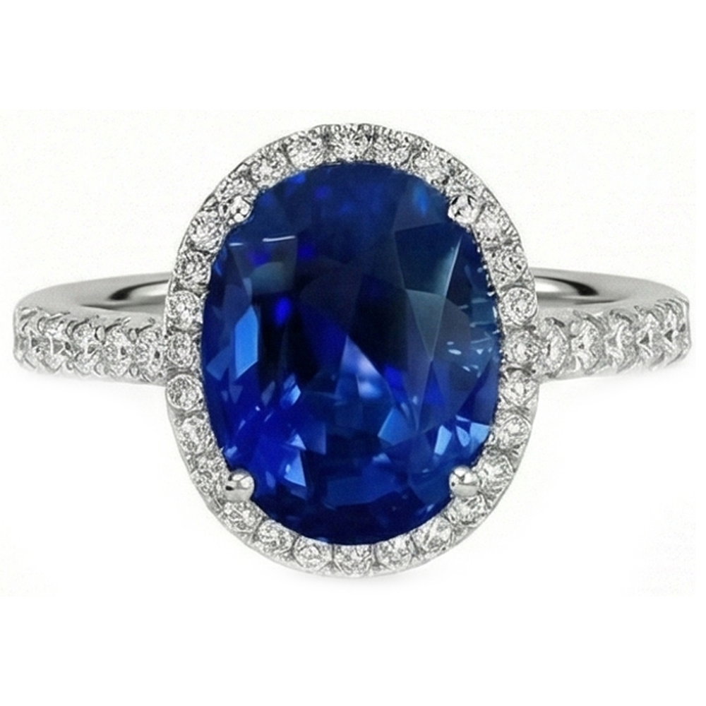 natural round sapphire 2.90ct ring side angle
