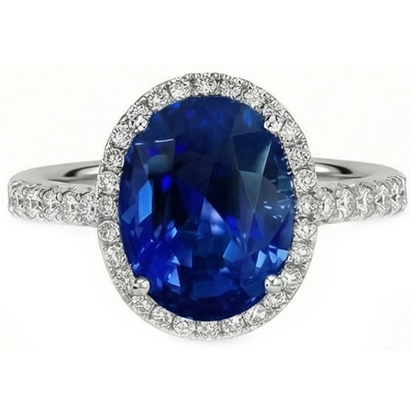natural round sapphire 2.90ct ring side angle