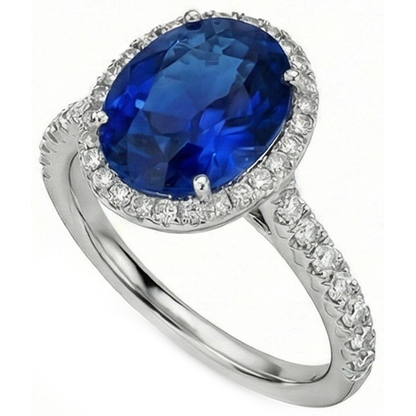 natural round sapphire 2.90ct ring top view
