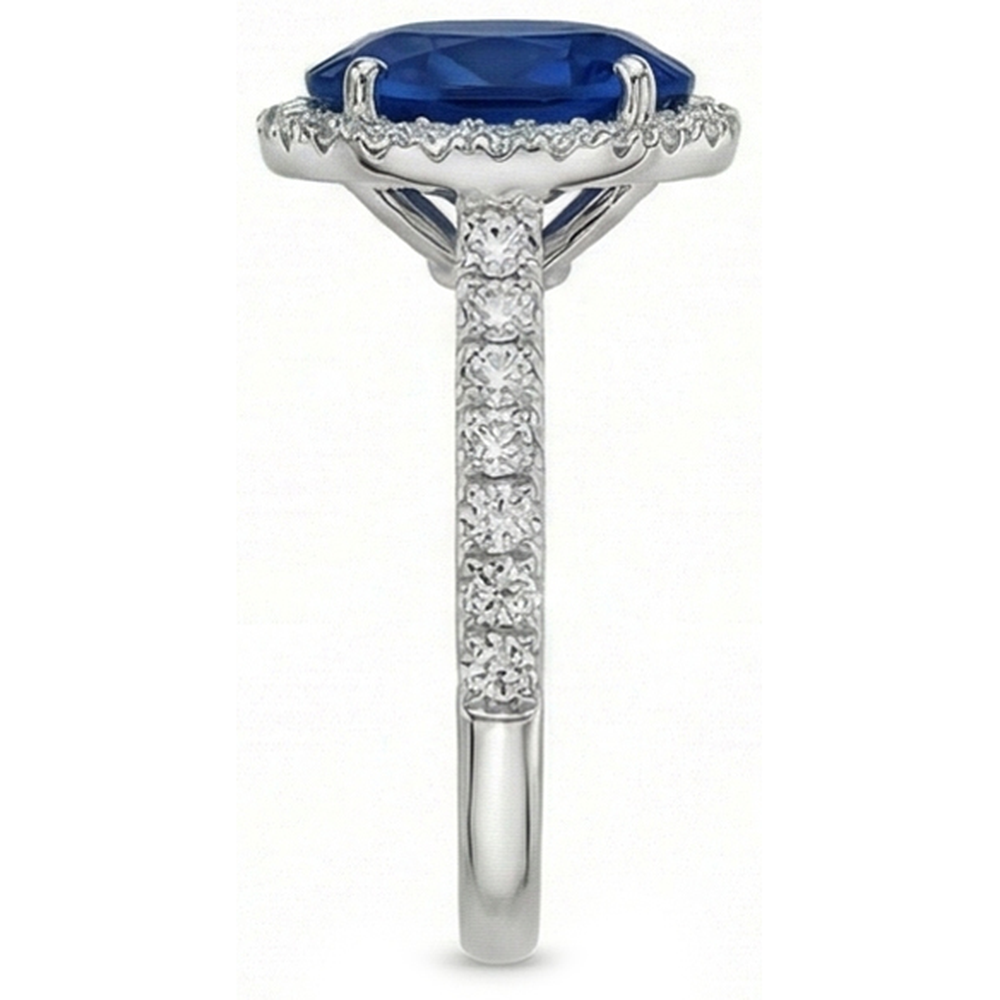 natural round sapphire 2.90ct ring profile view