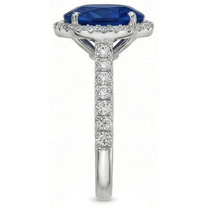 natural round sapphire 2.90ct ring profile view
