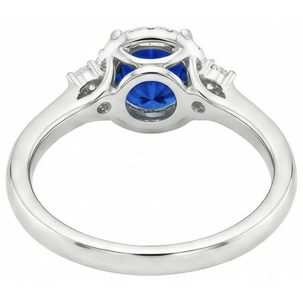 2.90 Ct Solitaire With Accents Ceylon Blue Sapphire Natural Earth Mined Diamonds Ring