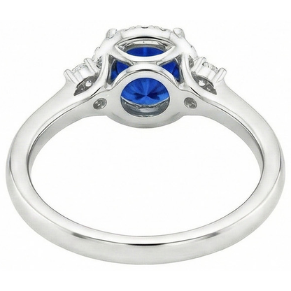 2.90 Ct Solitaire With Accents Ceylon Blue Sapphire Natural Earth Mined Diamonds Ring