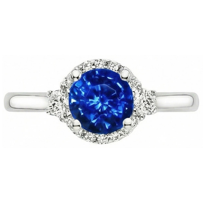 2.90 Ct Solitaire With Accents Ceylon Blue Sapphire Natural Earth Mined Diamonds Ring