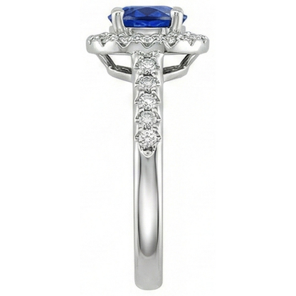2.90 Ct Sri Lanka Blue Sapphire With Natural Earth Mined Diamond Ring White Gold 14K