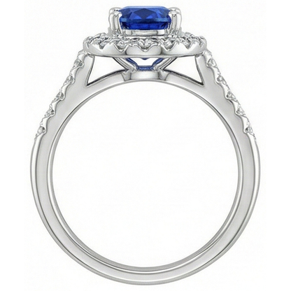 2.90 Ct Sri Lanka Blue Sapphire With Natural Earth Mined Diamond Ring White Gold 14K