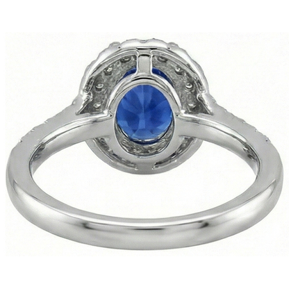 2.90 Ct Sri Lanka Blue Sapphire With Natural Earth Mined Diamond Ring White Gold 14K