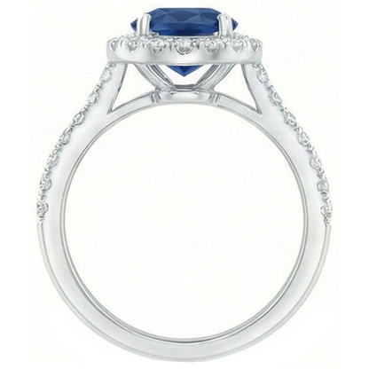 2 Carat Blue Sapphire Natural Earth Mined Diamond Ring