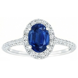 2 Carat Blue Sapphire Natural Earth Mined Diamond Ring