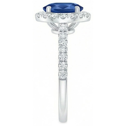 2 Carat Blue Sapphire Natural Earth Mined Diamond Ring