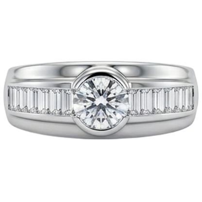 2 Carat Diamonds Engagement Ring Men's Band White Gold 10K
