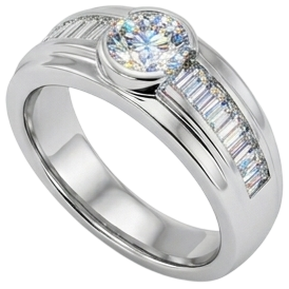 2 Carat Diamonds Engagement Ring Men's Band White Gold 10K