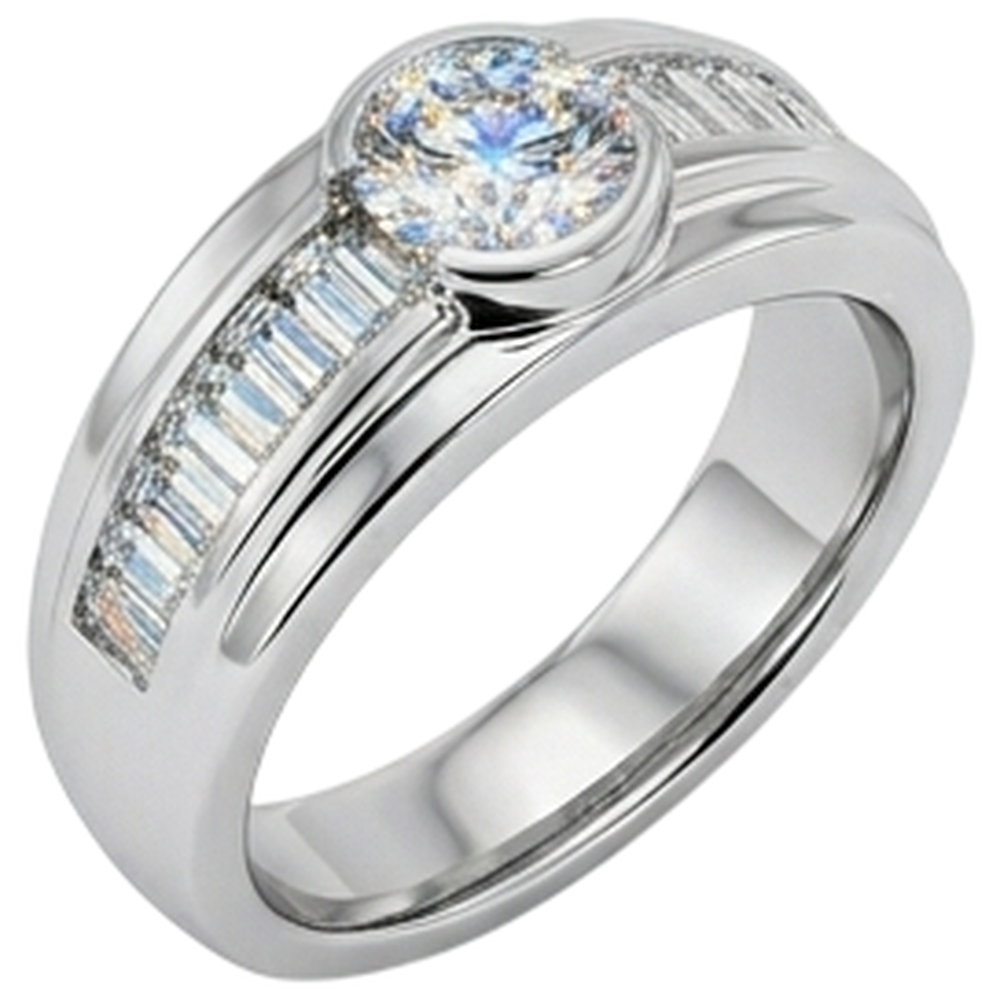 2 Carat Diamonds Engagement Ring Men's Band White Gold 10K