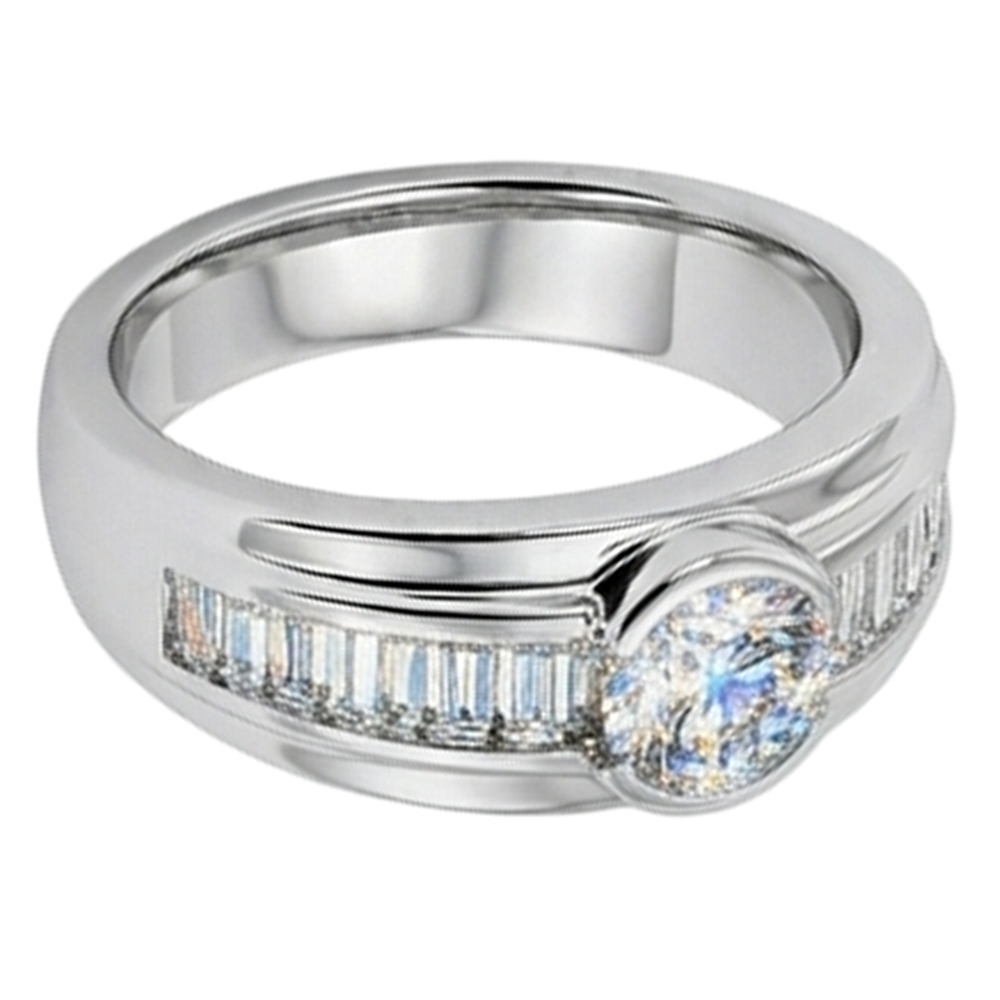 2 Carat Diamonds Engagement Ring Men's Band White Gold 10K