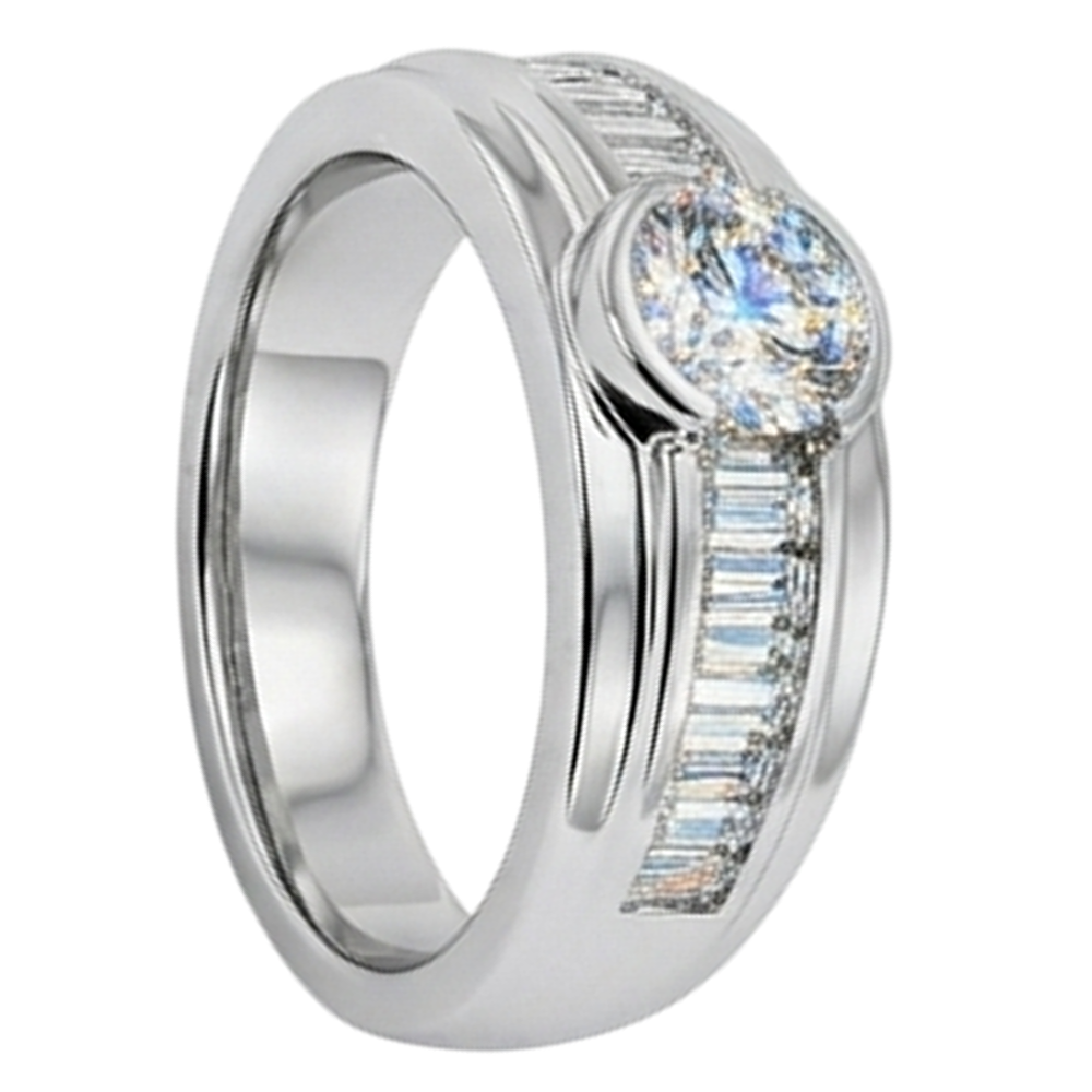 2 Carat Diamonds Engagement Ring Men's Band White Gold 10K
