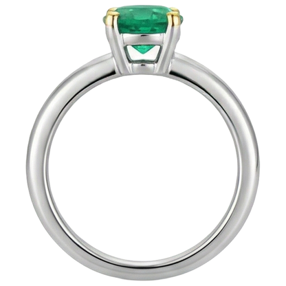 Natural Real ( Not Lab Grown ) 2 Carat Green Emerald GIA Ring Comfort Fit Band