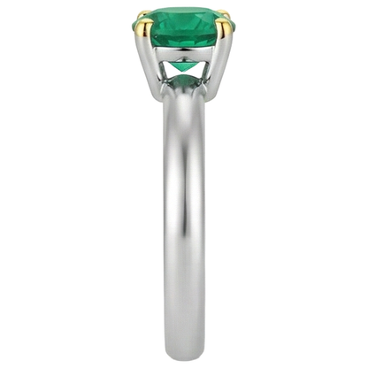 Natural Real ( Not Lab Grown ) 2 Carat Green Emerald GIA Ring Comfort Fit Band