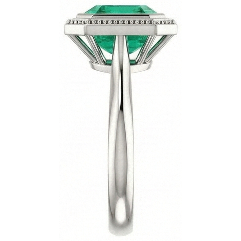 Natural Real ( Not Lab Grown ) 2 Carat Green Emerald GIA Ring Solitaire Bezel Set