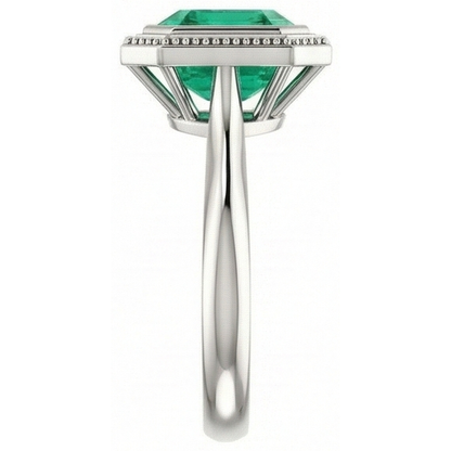 Natural Real ( Not Lab Grown ) 2 Carat Green Emerald GIA Ring Solitaire Bezel Set