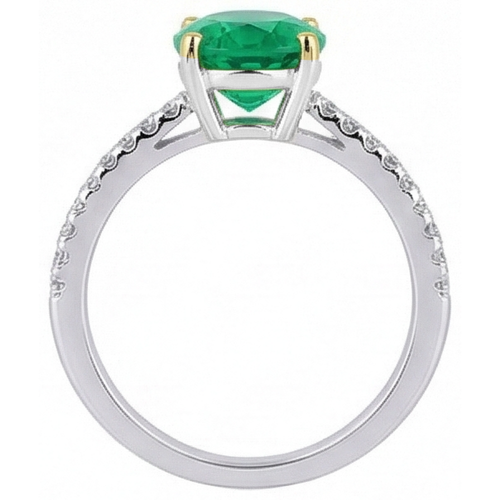 Natural Real ( Not Lab Grown ) 2 Carat Green Emerald GIA Wedding Ring