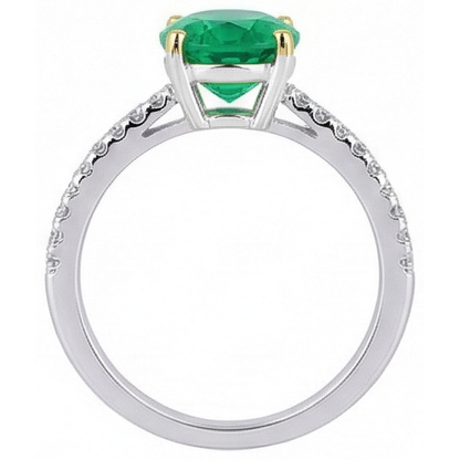 Natural Real ( Not Lab Grown ) 2 Carat Green Emerald GIA Wedding Ring