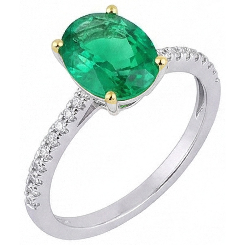 Natural Real ( Not Lab Grown ) 2 Carat Green Emerald GIA Wedding Ring