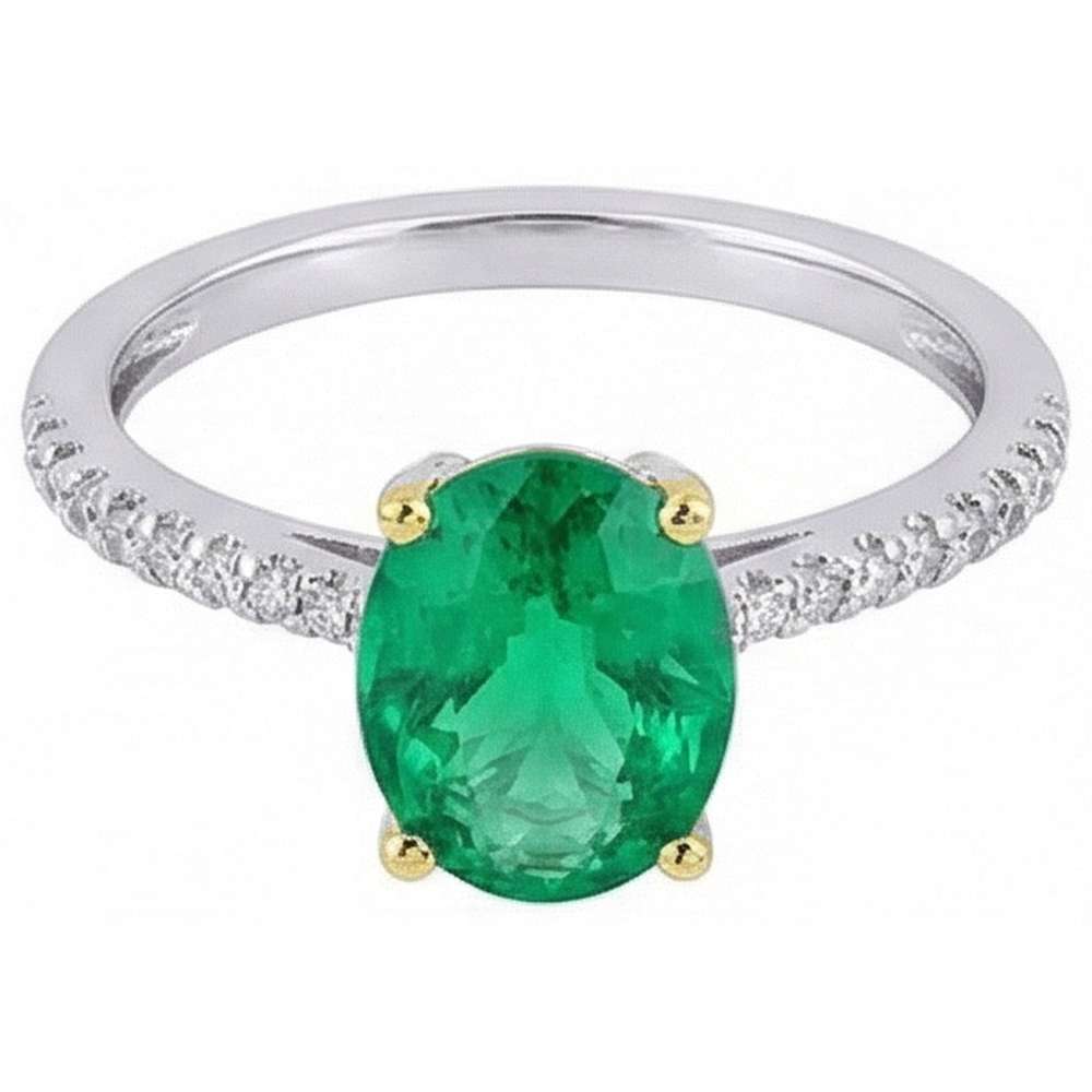 Natural Real ( Not Lab Grown ) 2 Carat Green Emerald GIA Wedding Ring