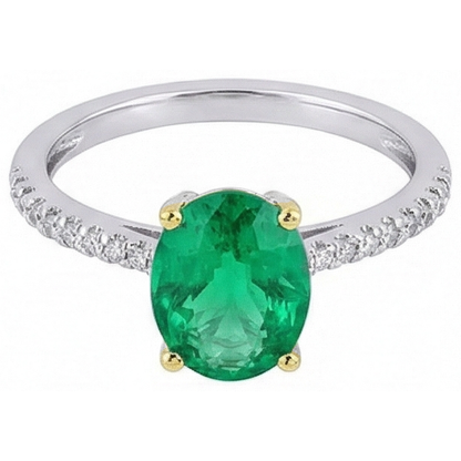 Natural Real ( Not Lab Grown ) 2 Carat Green Emerald GIA Wedding Ring