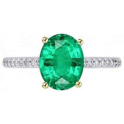 Natural Real ( Not Lab Grown ) 2 Carat Green Emerald GIA Wedding Ring